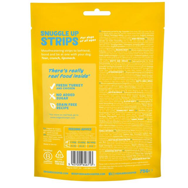 Edgard & Cooper Fresh Dog Treats Strips Adult Grain Free Turkey & Chicken thumbnail 2