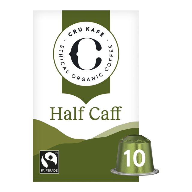 CRU Kafe Organic Fair Trade Half-Caff Pods 10s