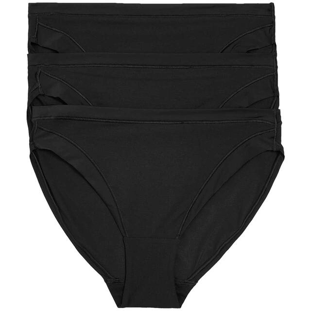 M&S Modal High Leg Knickers, 3 Pack, 8-18, Black
