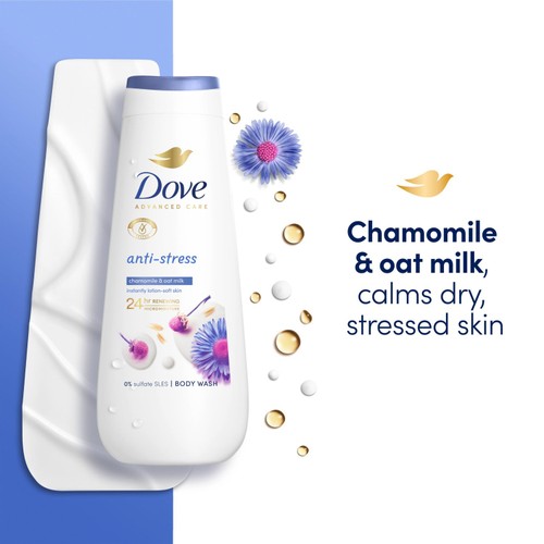 Dove Anti Stress Advanced Care Body Wash Shower Gel Chamomile & Oat Milk thumbnail 6