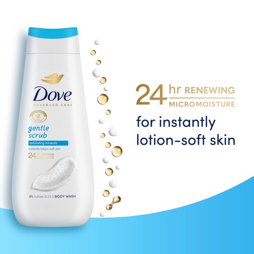 Dove Gentle Scrub Advanced Care Body Wash Shower Gel Exfoliating Minerals thumbnail 5