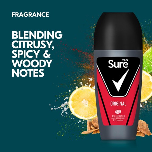 Sure Men Antiperspirant Deodorant Roll On Base Original thumbnail 2