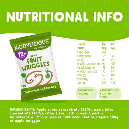 Kiddylicious Apple Wriggles Baby Snacks thumbnail 3