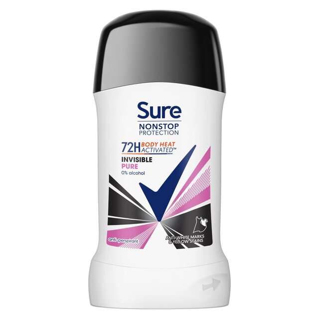 Sure Women Antiperspirant Deodorant Stick Nonstop Invisible Pure thumbnail 2