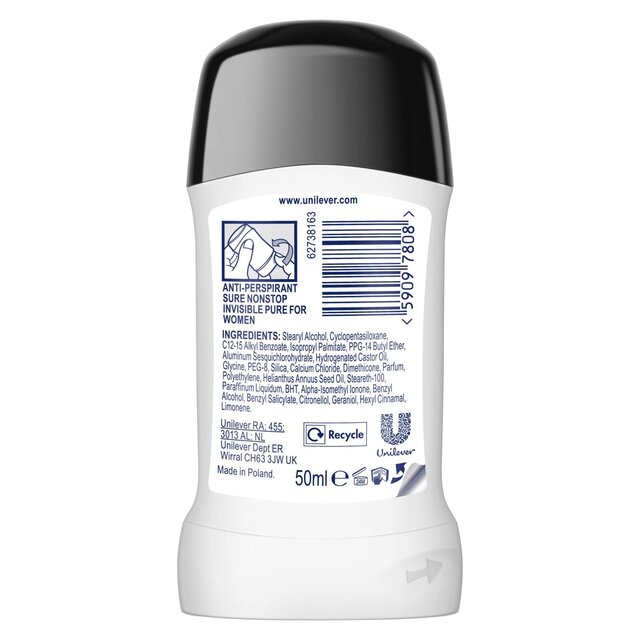 Sure Women Antiperspirant Deodorant Stick Nonstop Invisible Pure thumbnail 3