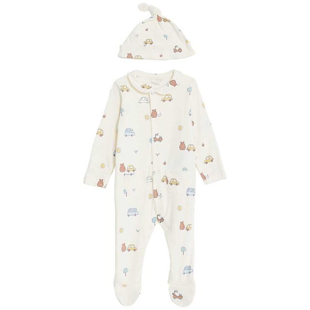 M&S Toy Town Sleepsuit Set, Newborn-12 Months, White