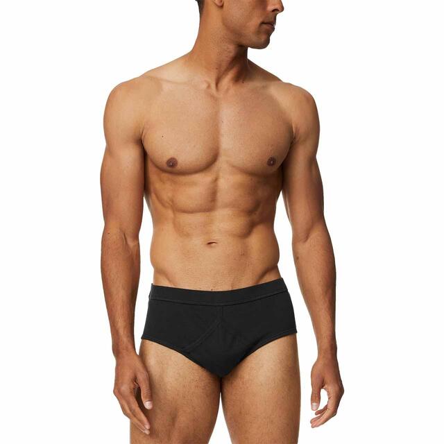 M&S Mens Pure Cotton Briefs, 5 Pack, S-XL, Black