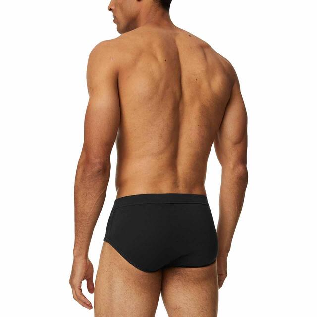 M&S Mens Pure Cotton Briefs, 5 Pack, S-XL, Black thumbnail 2