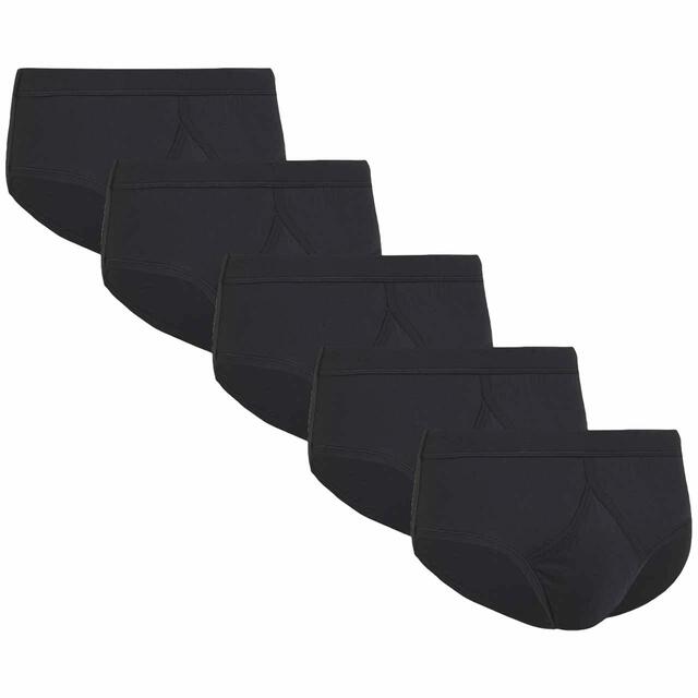 M&S Mens Pure Cotton Briefs, 5 Pack, S-XL, Black thumbnail 3