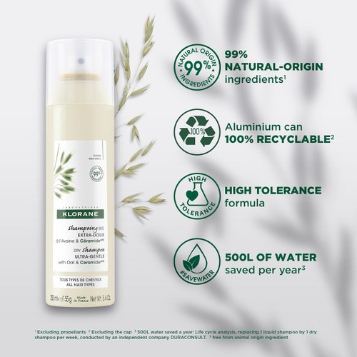 Klorane Extra-Gentle Dry Shampoo - Oat & CeramideLIKE 250ml  thumbnail 3