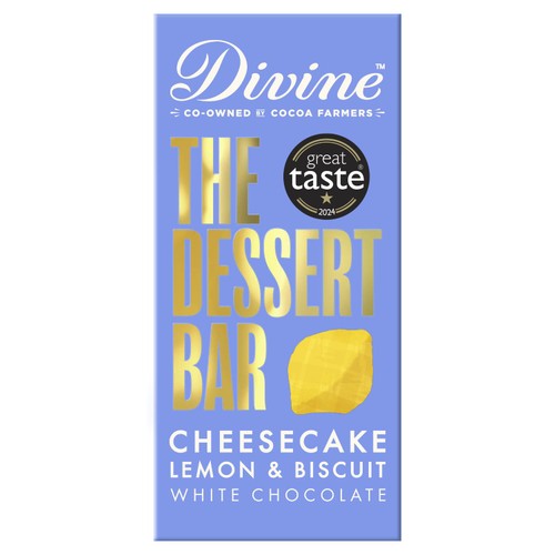 Divine Chocolate Dessert Bar White Chocolate Cheesecake Lemon and Biscuit