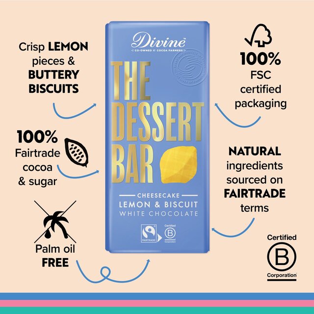 Divine Chocolate Dessert Bar White Chocolate Cheesecake Lemon and Biscuit thumbnail 3