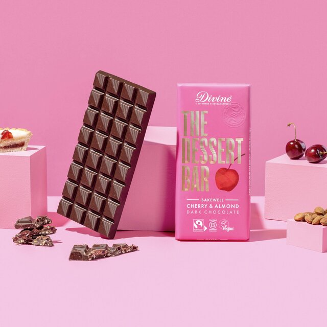 Divine Chocolate Dessert Bar Dark Chocolate Bakewell with Cherry and Almond thumbnail 2