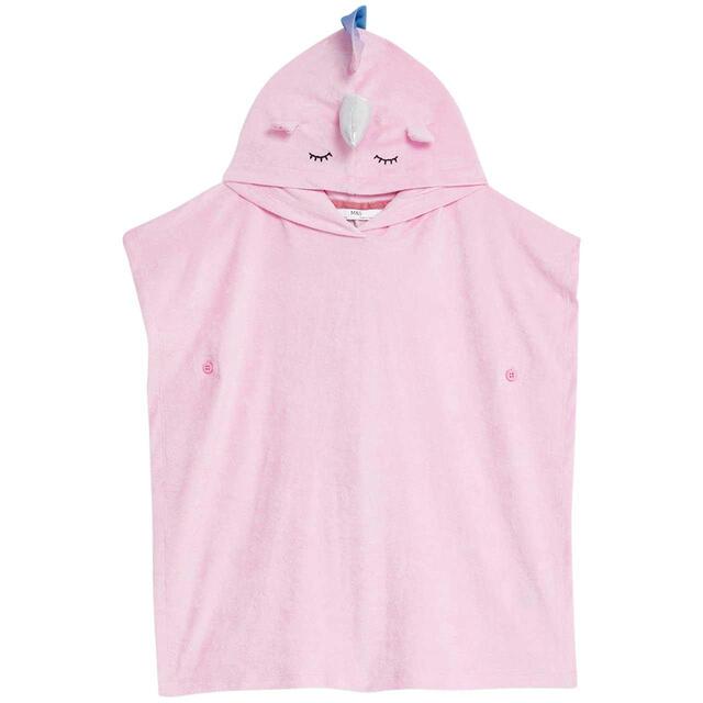 M&S Unicorn Towelling Poncho, 2-7 Years, Pink