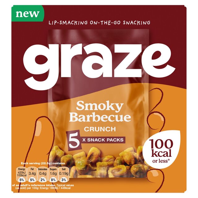 Graze- Vegan BBQ Crunchy Snacks Multipack-22.5gx5 Snacks thumbnail 2