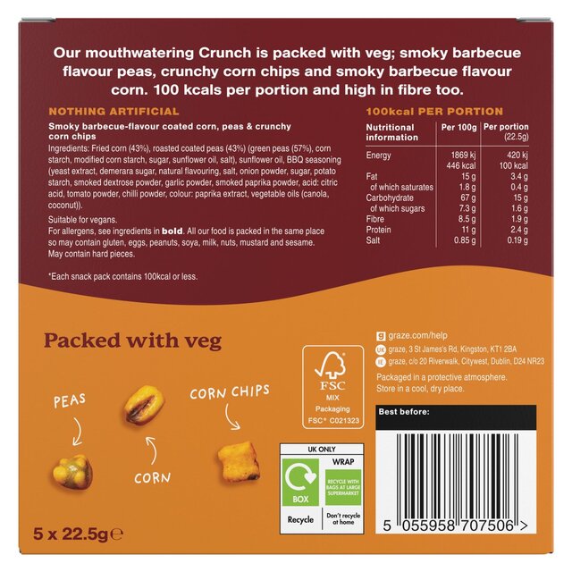 Graze- Vegan BBQ Crunchy Snacks Multipack-22.5gx5 Snacks thumbnail 4