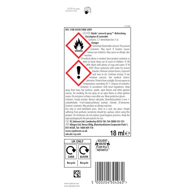 Glade Sense & Spray Air Freshener Refill Eucalyptus & Lavender thumbnail 3