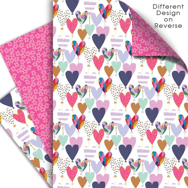 Hearts Double Sided Gift Wrap Sheets thumbnail 3