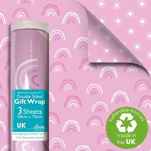 Pink Rainbow Double Sided Gift Wrap Sheets