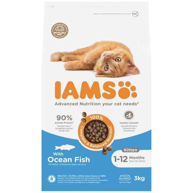 IAMS 1-12 Months Kitten Dry Cat Food Ocean Fish thumbnail 2