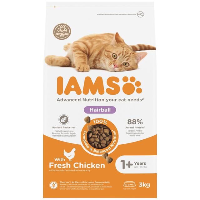IAMS 1+ Years Hairball Dry Cat Food Chicken thumbnail 2