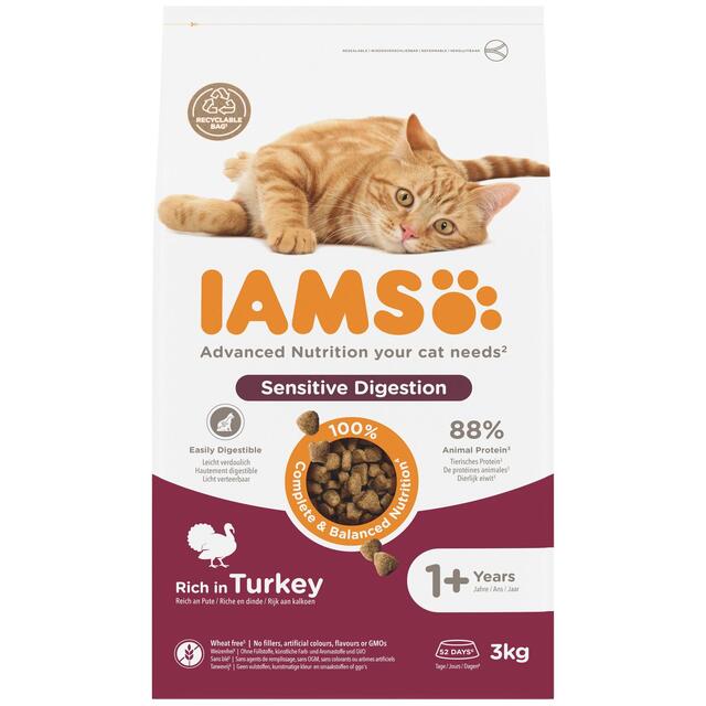 IAMS 1+ Years Sensitive Digestion Dry Cat Food Turkey thumbnail 2