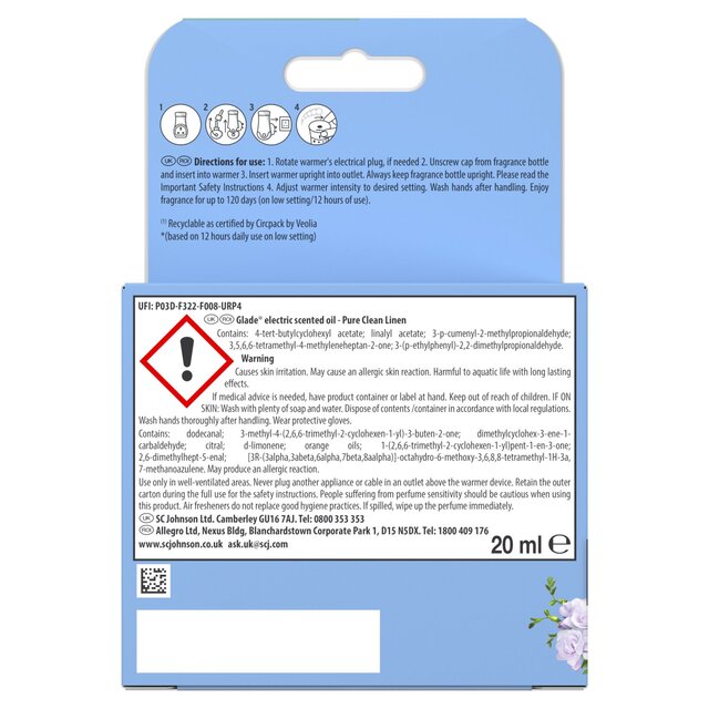 Glade Plug In Holder & Refill, Electric Scented Oil, Clean Linen thumbnail 3