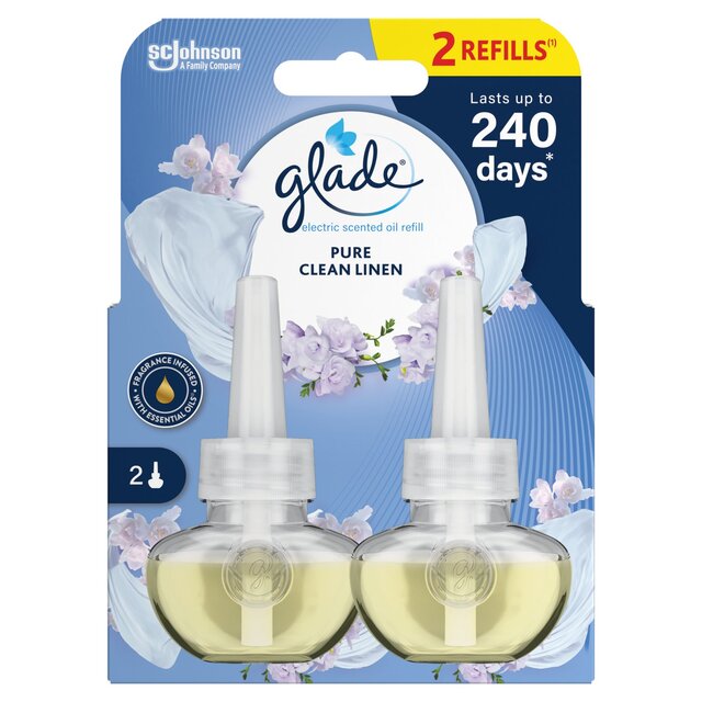 Glade Plug In Twin Refill, Electric Scented Oil, Clean Linen thumbnail 2