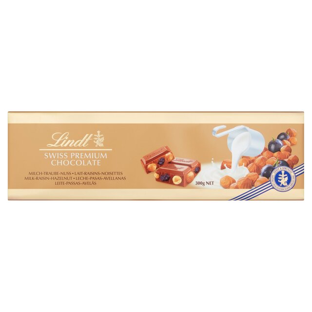Lindt Gold Bar Milk Chocolate, Hazelnut & Raisin thumbnail 3