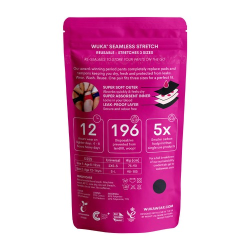 WUKA Teen Stretch Period Pants, Midi Brief, Heavy Flow, Age 12-16 thumbnail 2