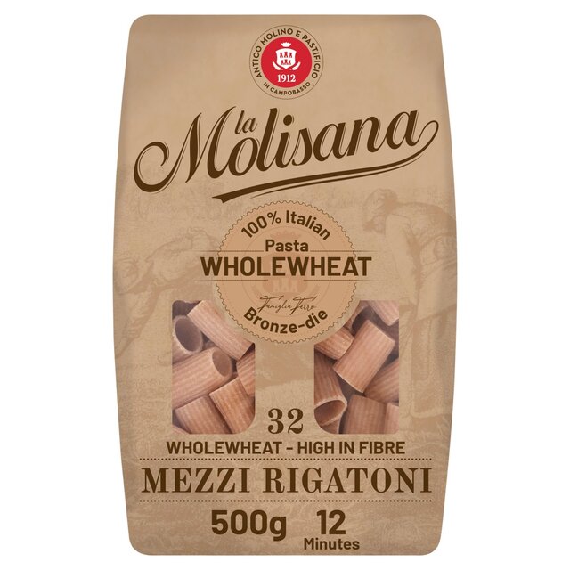 La Molisana Wholewheat Mezzi Half Rigatoni Pasta No.32