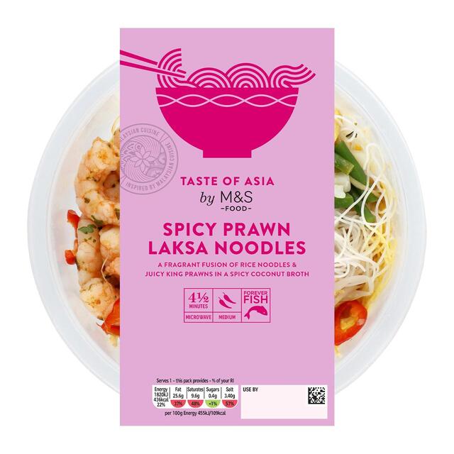 M&S Spicy Prawn Laksa Noodles Bowl - Taste of Asia thumbnail 3