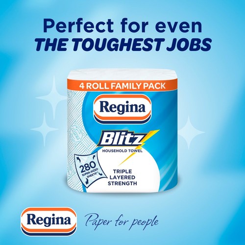 Regina Blitz Kitchen Roll 280 Supersized Sheets 4 Roll thumbnail 4