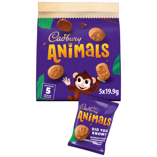 Cadbury Animals Chocolate Biscuits 5 Snack Packs