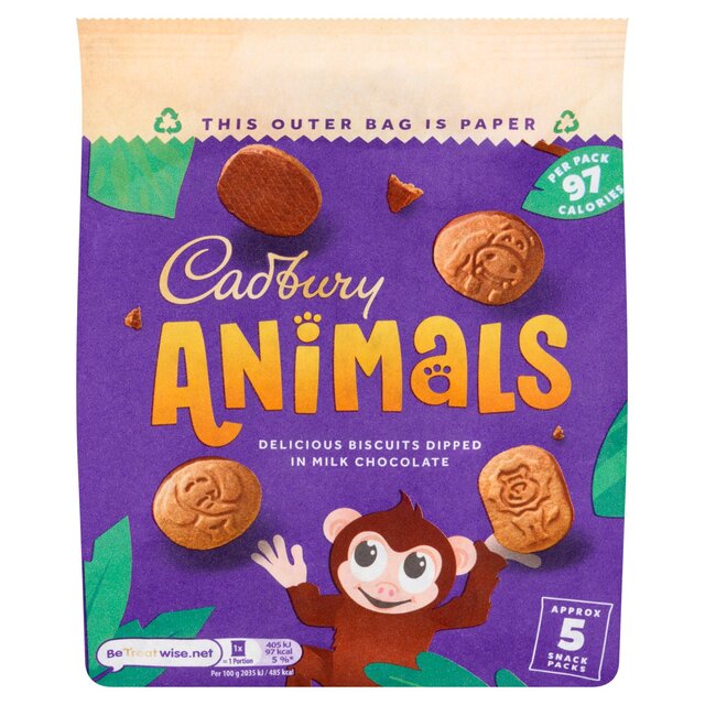 Cadbury Animals Chocolate Biscuits 5 Snack Packs