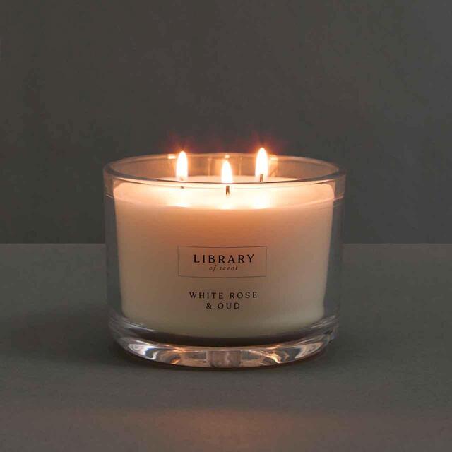 M&S White Rose and Oud 3 Wick Candle thumbnail 2