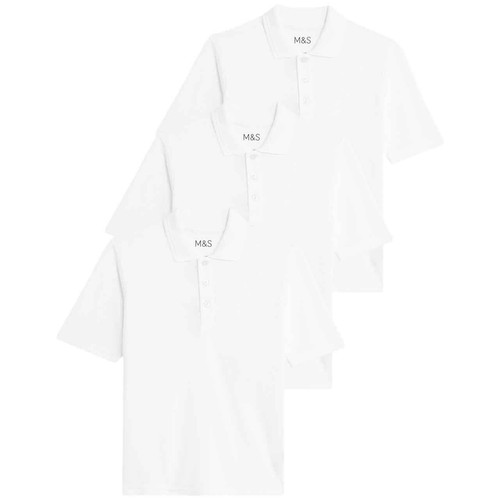M&S Unisex Polo Shirt, 5-6 Years, White