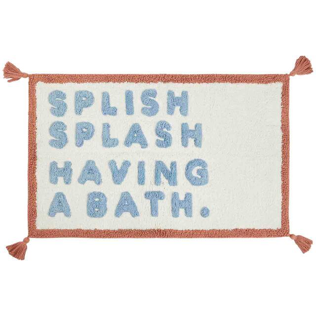 M&S Pure Cotton Splish Splash Tassel Bath Mat, Blue