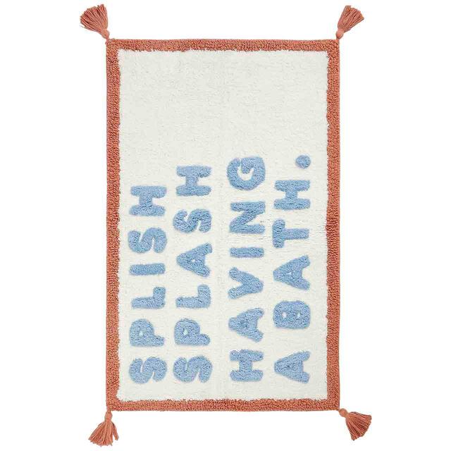 M&S Pure Cotton Splish Splash Tassel Bath Mat, Blue thumbnail 2