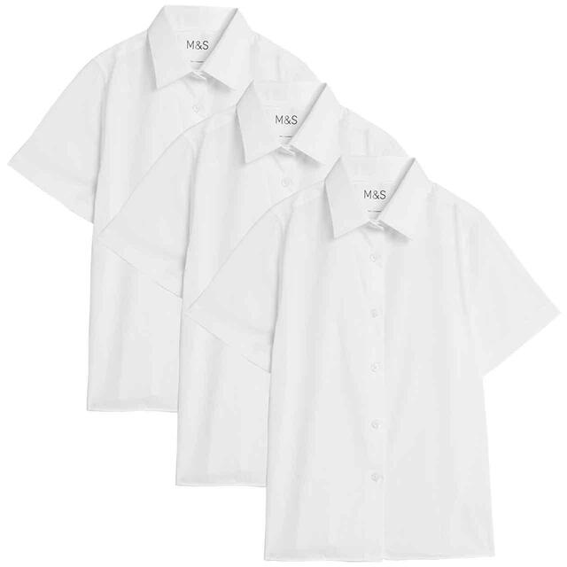 M&S Girls School Shirts, 3-4 Years, White thumbnail 2