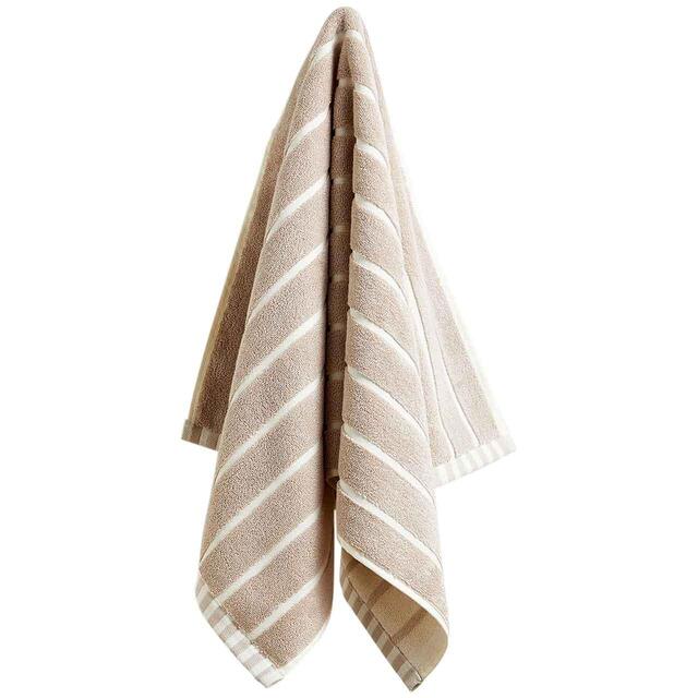 M&S Pure Cotton Carved Stripe Extra Large Towel, Natural