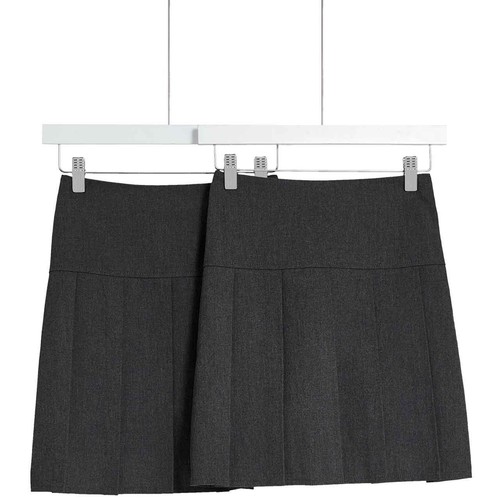 M&S 2Pk Pleated Skirt, 4-5 Years, Grey thumbnail 2
