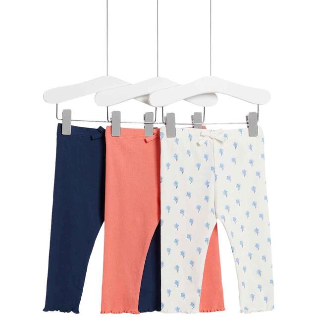 M&S Cotton Rich Leggings, 3 Pack, 0-3 Months