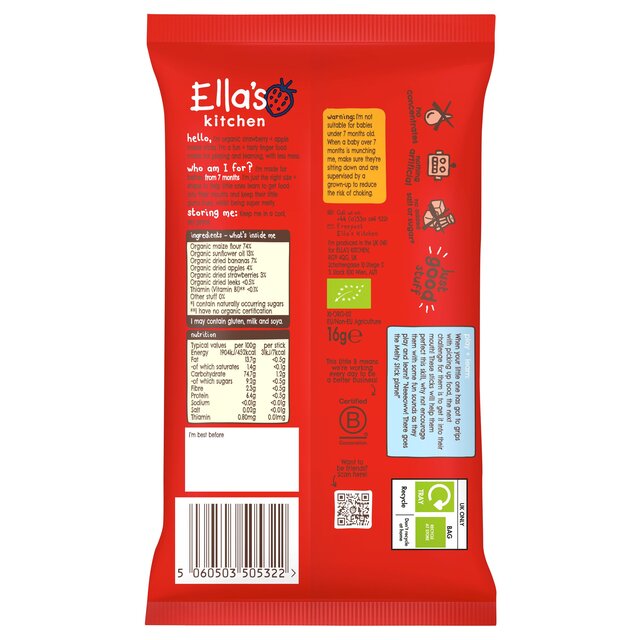 Ella's Kitchen Organic Melty Sticks Strawberry + Apple 7m+ thumbnail 2