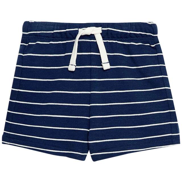 M&S Pure Cotton Striped Shorts, 0-3 Months, Blue thumbnail 2