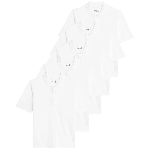 M&S Unisex Polo Shirt, 8-9 Years, White