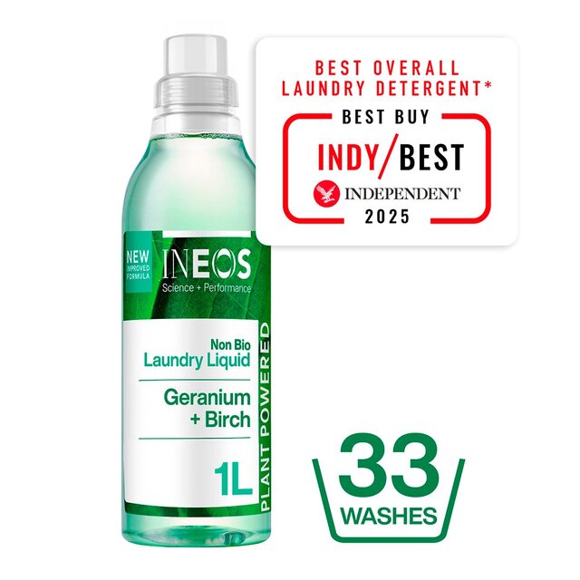 INEOS Non Bio Laundry Liquid Detergent Geranium + Birch 33 Washes