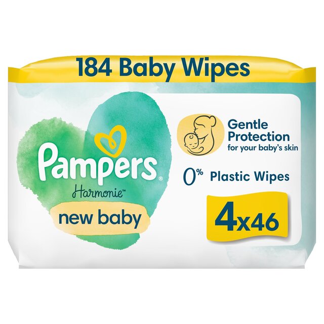 Pampers Harmonie New Baby Plastic Free Baby Wipes X4