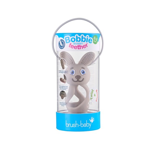 Bobbie Bunny Baby Teether Toy Cappuccino Grey thumbnail 2