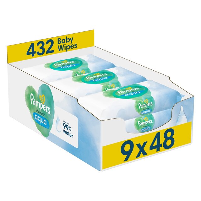 Pampers Harmonie Aqua Plastic Free Baby Wipes X9